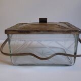 Art Deco vintage glass and silver metal cookie box