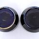 Pair of caches pots Sarreguemines - blues of Longwy - golden geometric decorations - XIXth