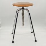JIDE Limoges workshop / industrial stool leather / chrome metal