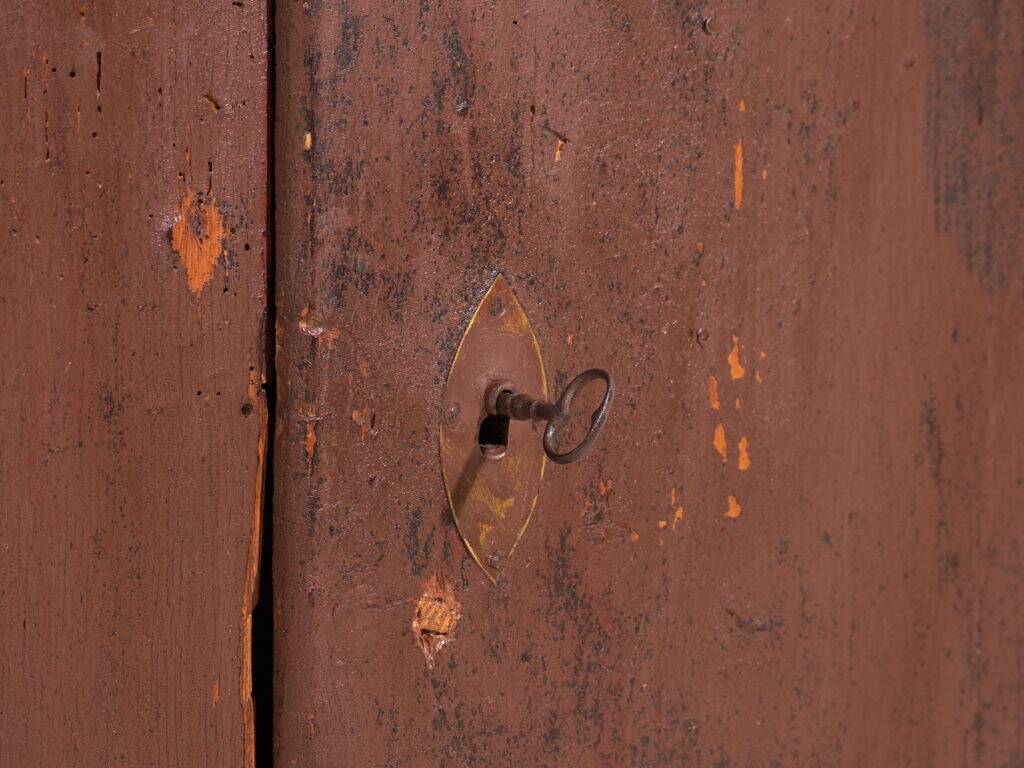 Antique painted pine wardrobe – Central Europe, around 1900