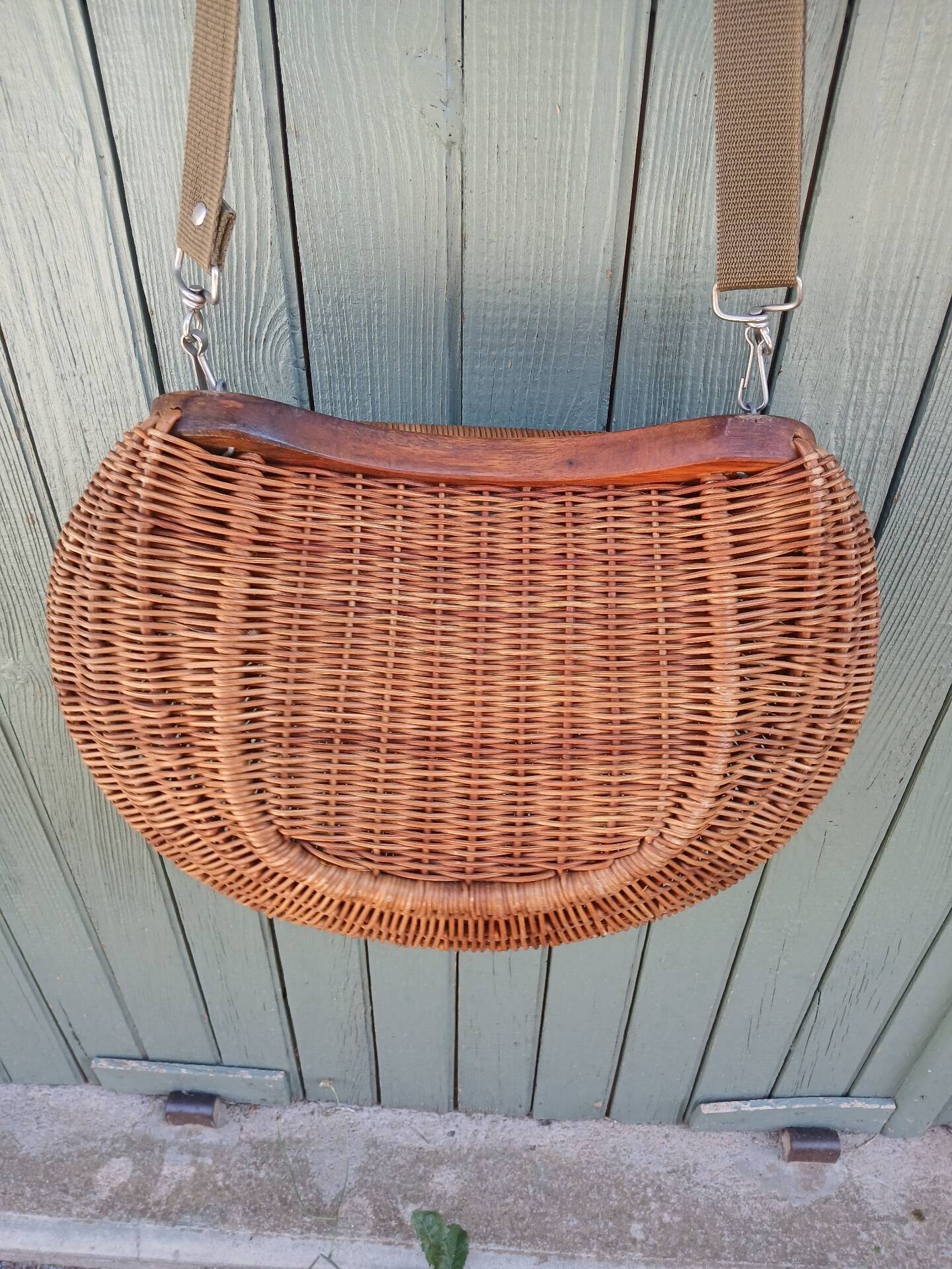 Large handmade wicker fishing basket