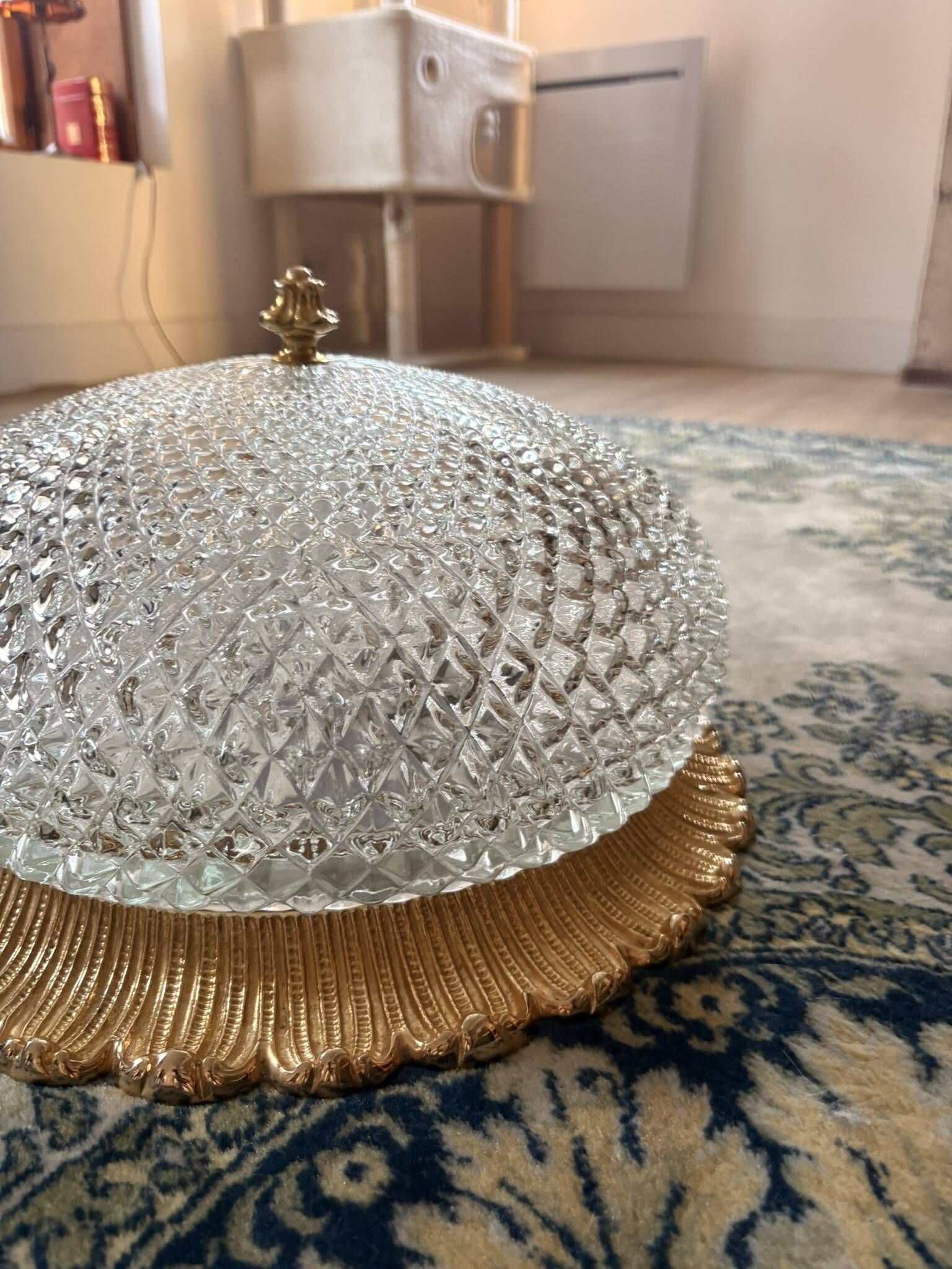 Vintage ceiling light Glashütte Limburg Bronze Hollywood Regency Mid Century