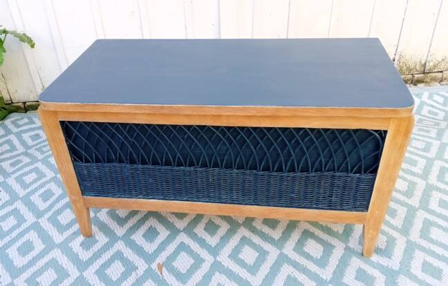 Wood and rattan chest