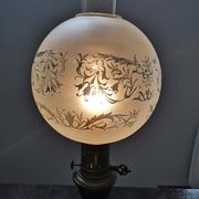 Old large ceramic lamp cracked globe + glass tube H 59 cm TBE