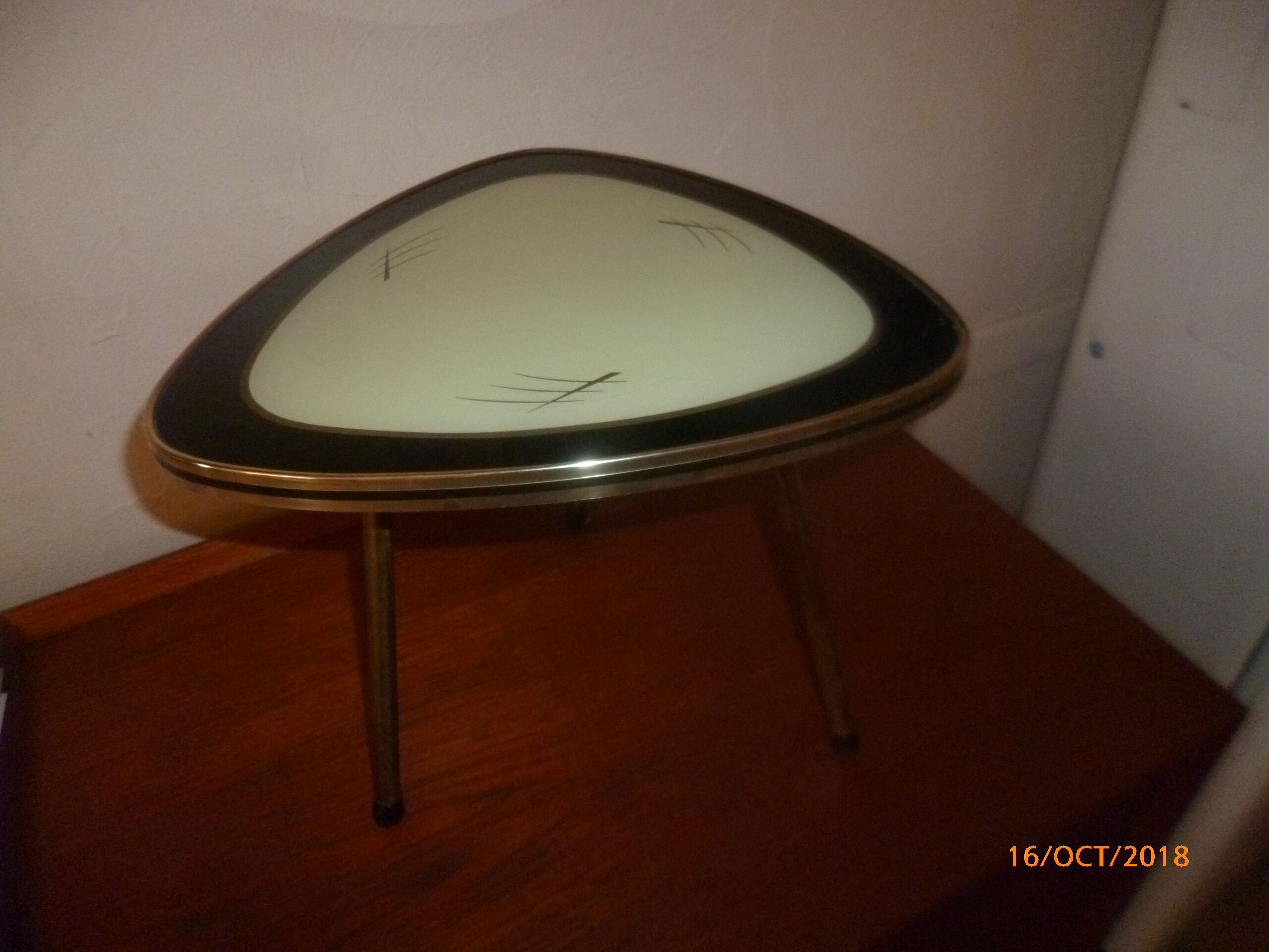 Tripod coffee table glass 1960