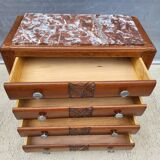 1930 Art Deco chest of drawers with recessed pink marble