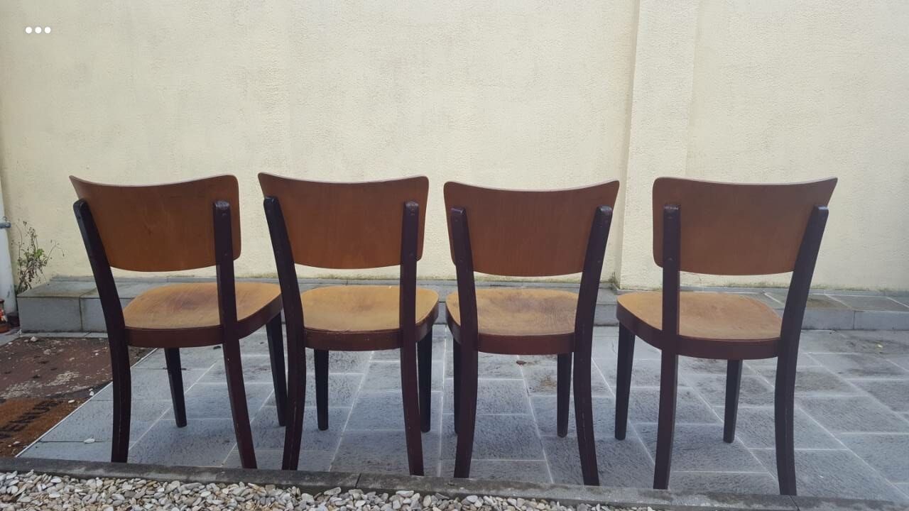 Series of four Thonet bistro chairs