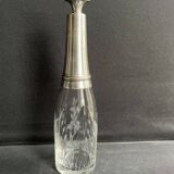 Liqueur carafe in engraved crystal & silver metal
