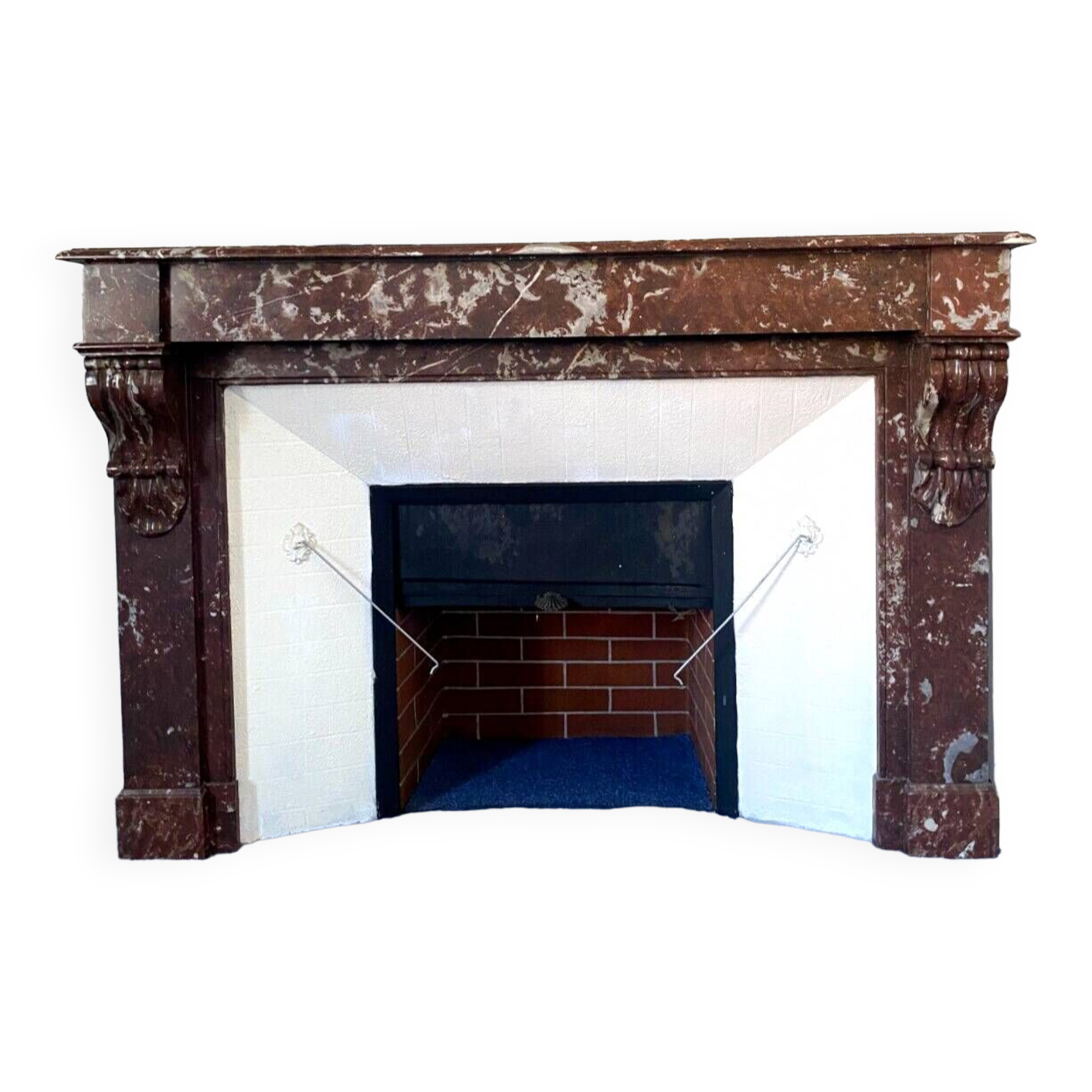 Louis Philippe style fireplace in speckled red marble 20th century