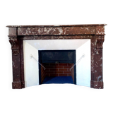 Louis Philippe style fireplace in speckled red marble 20th century