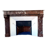Louis Philippe style fireplace in speckled red marble 20th century