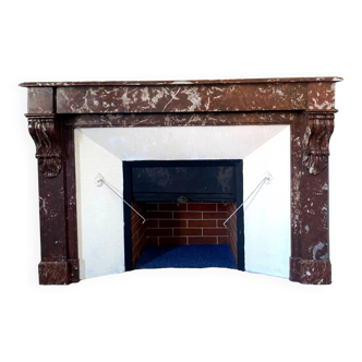 Louis Philippe style fireplace in speckled red marble 20th century