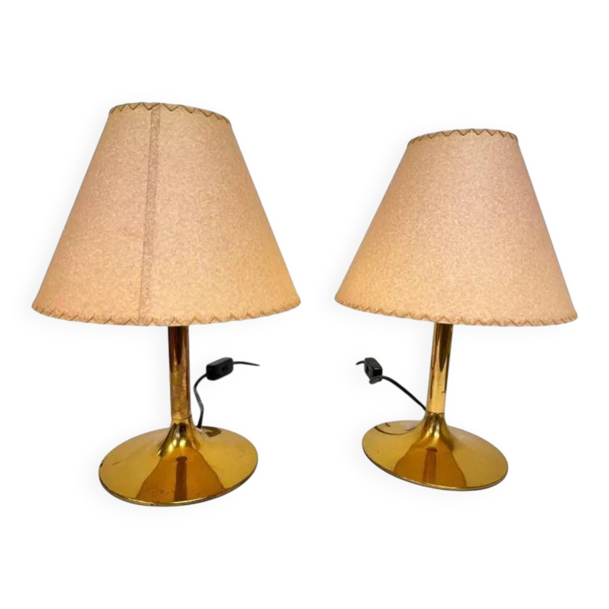 Paire de lampes de table en laiton de style mid-century par Temde, années 1970.