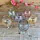 6 vintage glasses of iridescent colors