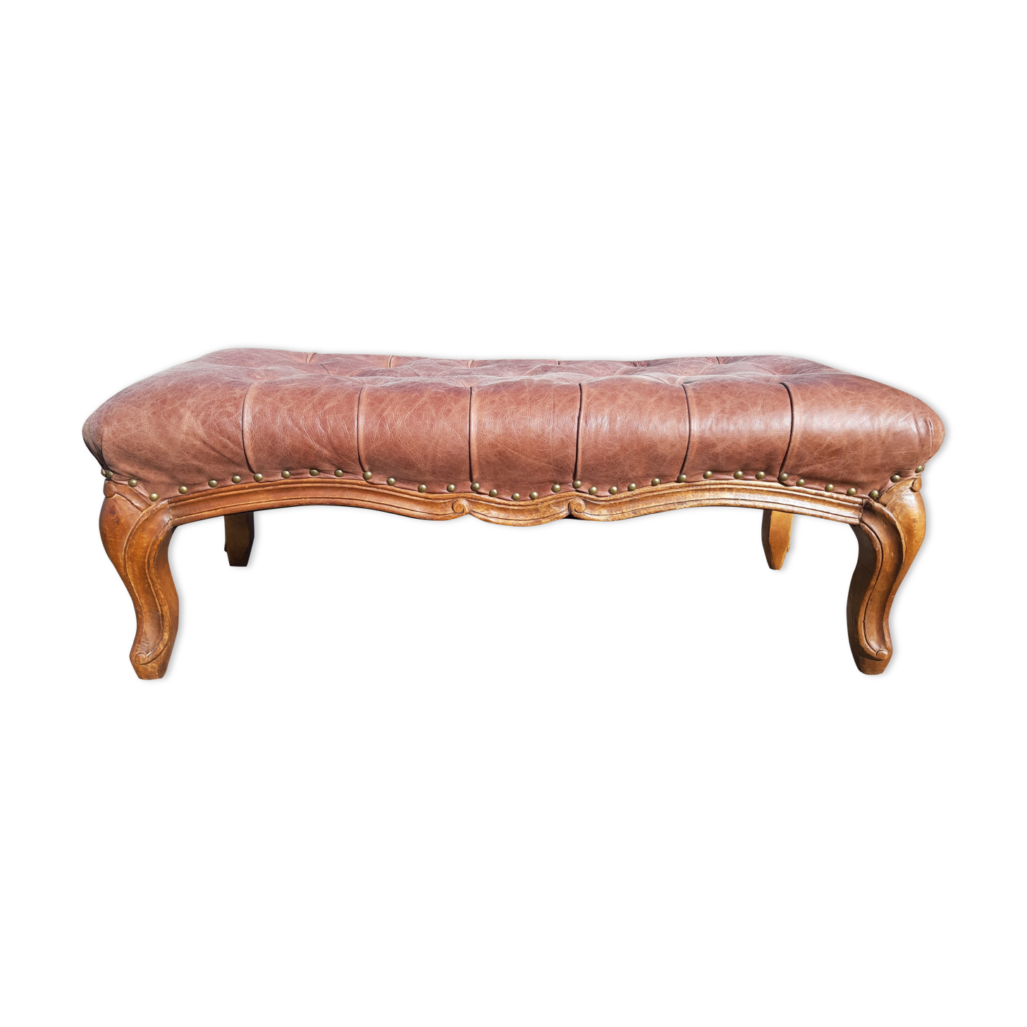 Banquette bois et skai marron