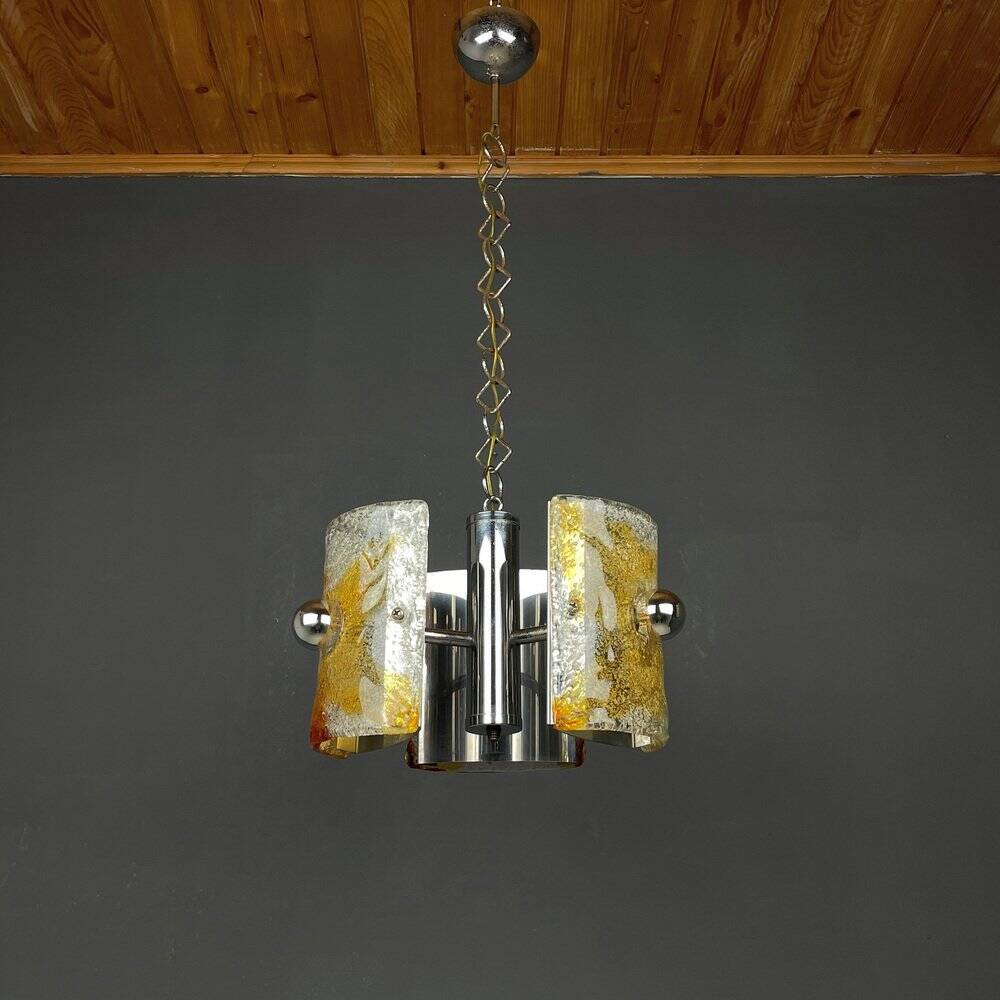 Murano glass chandelier ice mid-century by Av Mazzega, Italy, 1970s