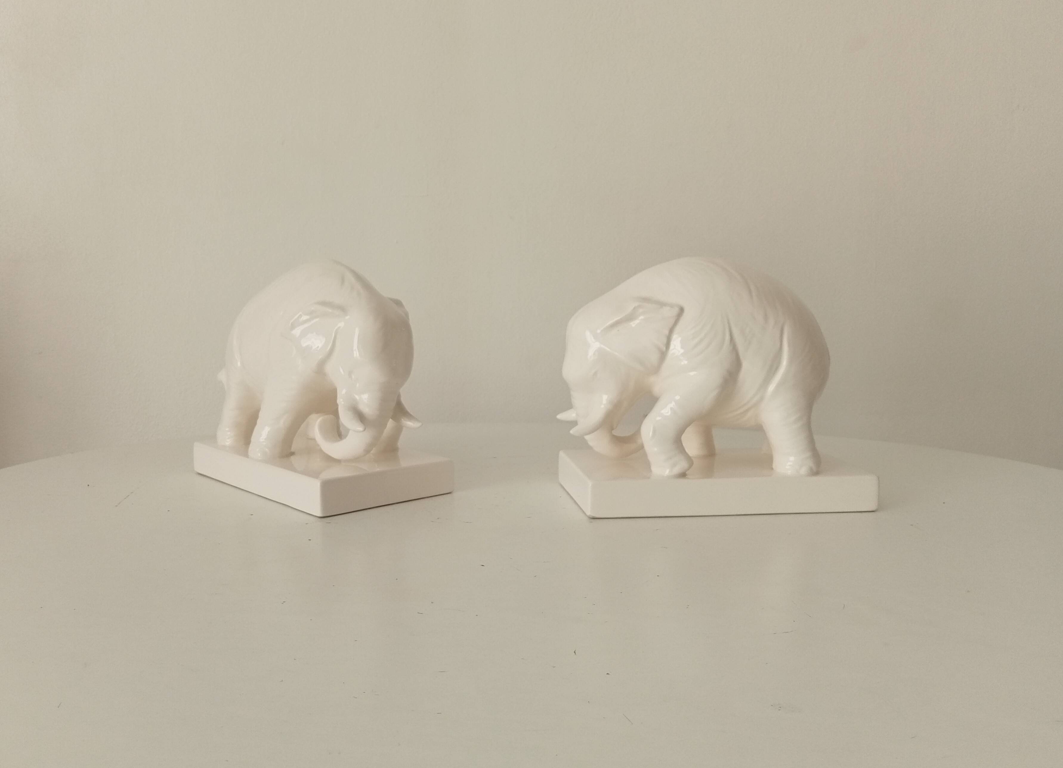 Pair of antique glazed ceramic bookends