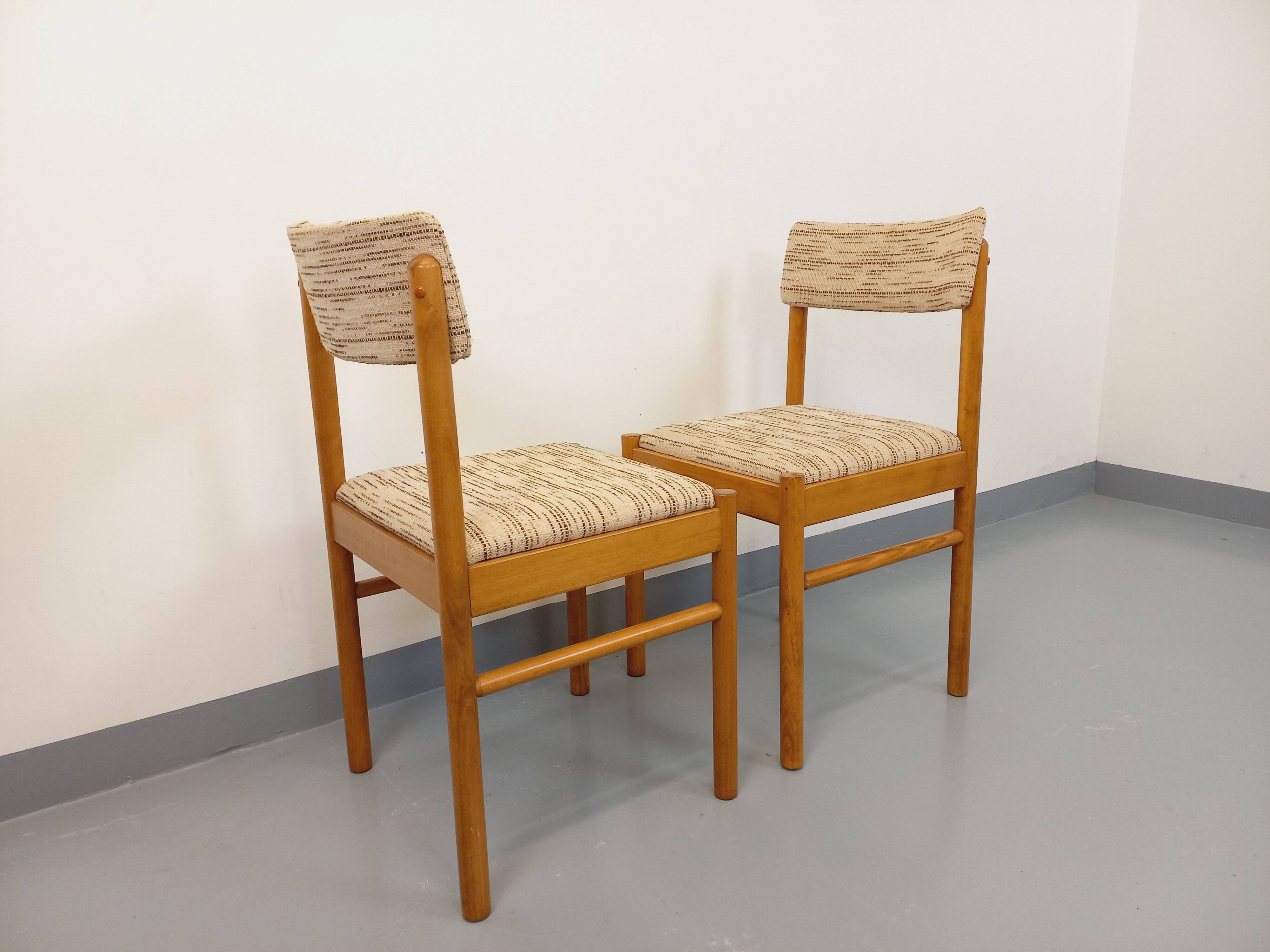 Pair of vintage Baumann chairs in wood and fabric from the 70s