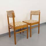 Pair of vintage Baumann chairs in wood and fabric from the 70s