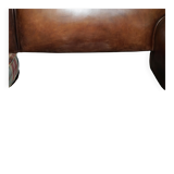 George Smith Signature Scroll leather canapé with tartan Scottish wool cushions.