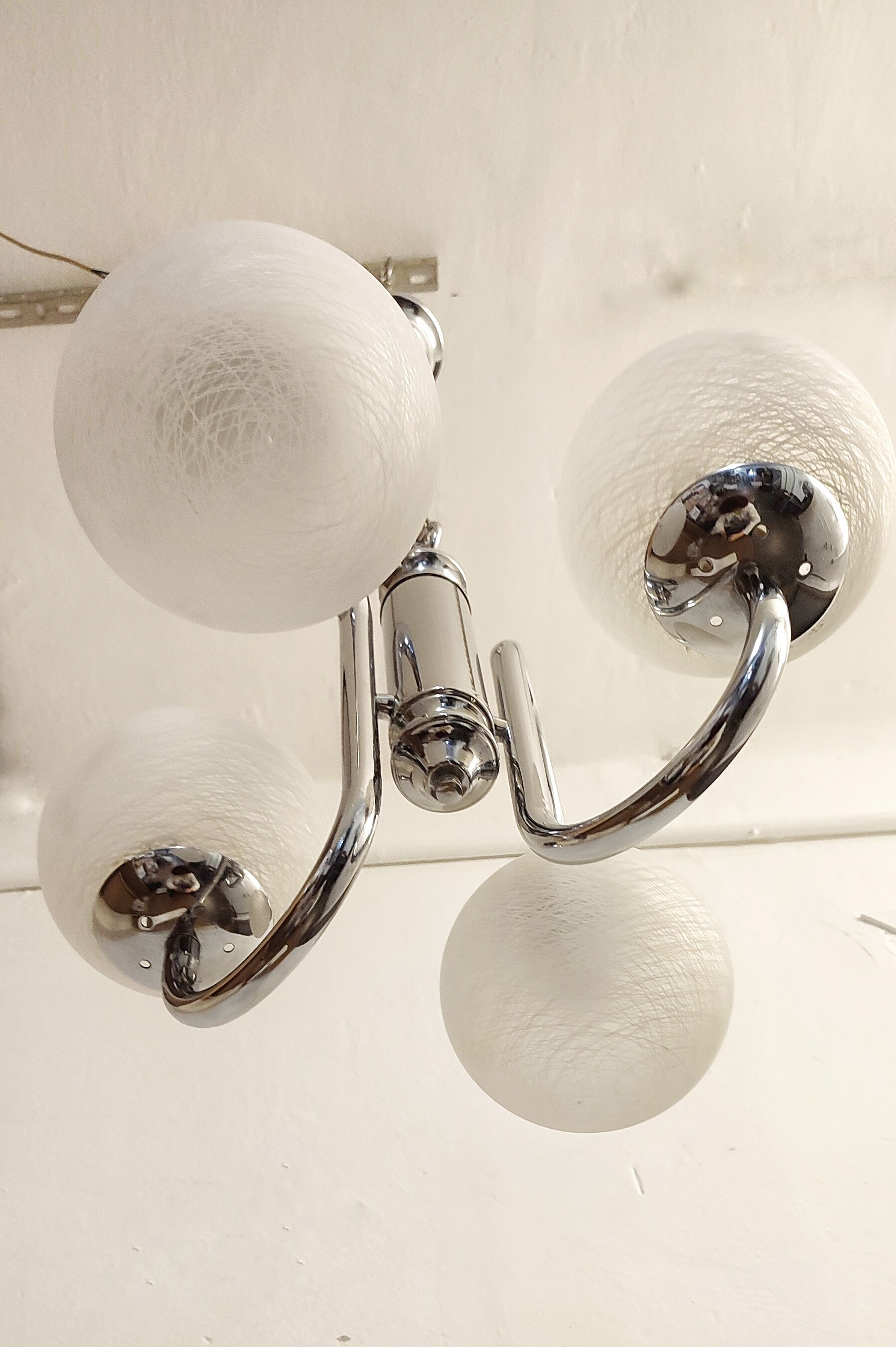 Metal and glass pendant lamp, Italy, 1970s