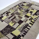 Rare beautiful hand made abstract design wool carpet / rug, 1940s