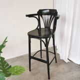 Chaise de bar vintage en bois courbé noir, style Thonet, milieu du XXe siècle (années 1970)