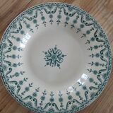 Lot of 4 hollow plates in opaque porcelain from Gien Iron Land model "Florentin" green