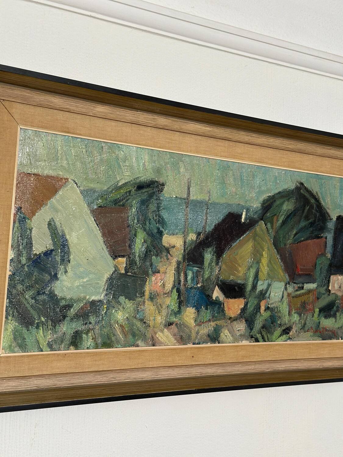 Swedish Oil on Canvas – “Fiskeläge” by Carl Berndtsson