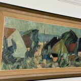 Swedish Oil on Canvas – “Fiskeläge” by Carl Berndtsson