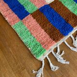 Berber carpet boujad colorful blue majorelle green brown peach