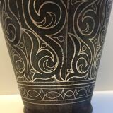 Ancien Vase en Acier Damasquiné d'Argent Style Indo-Persan Travail Marocain