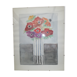 Ancienne aquarelle sous verre,