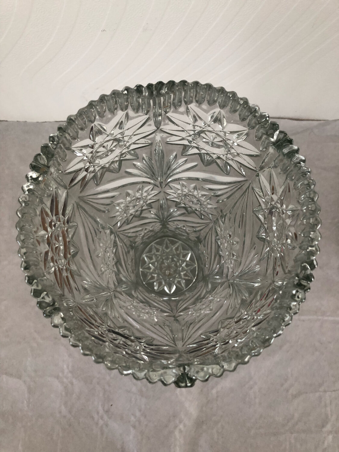 Old vintage chiseled cut glass vase