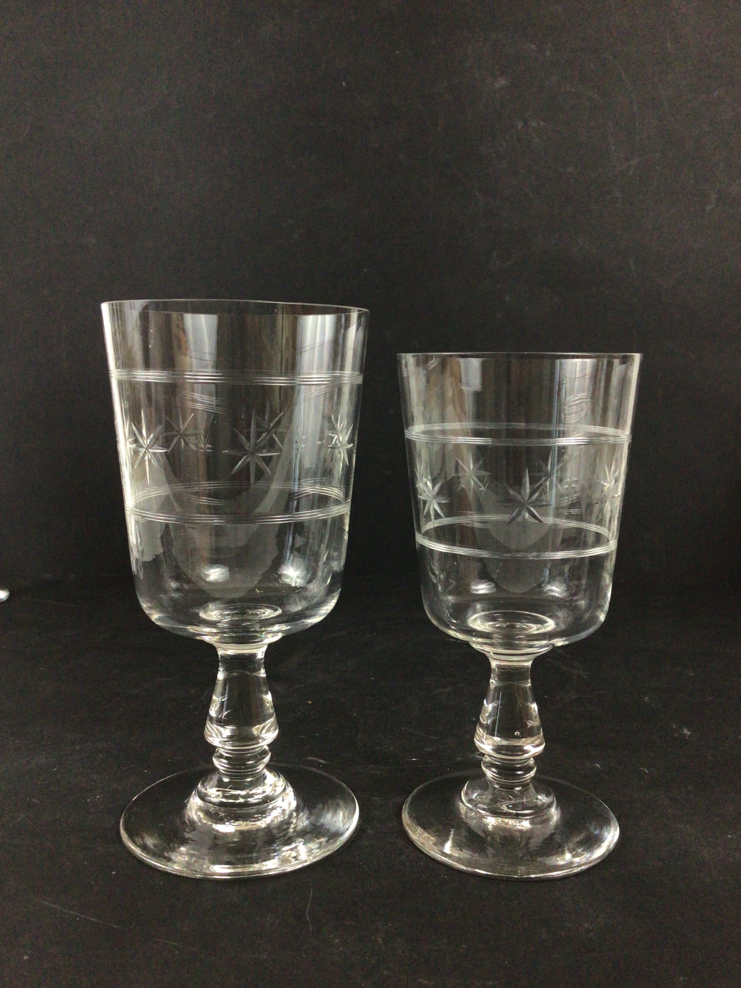 Set of 6 water glasses and 6 crystal wine glasses XIXth