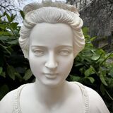 Alabaster bust of a woman signed Arnaldo Giannelli dated 1980.