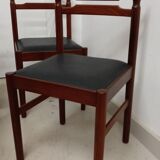 Lot of 4 chairs wood and skai