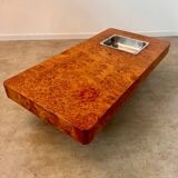Italian design elm burl coffee table from the 70s Roche Bobois