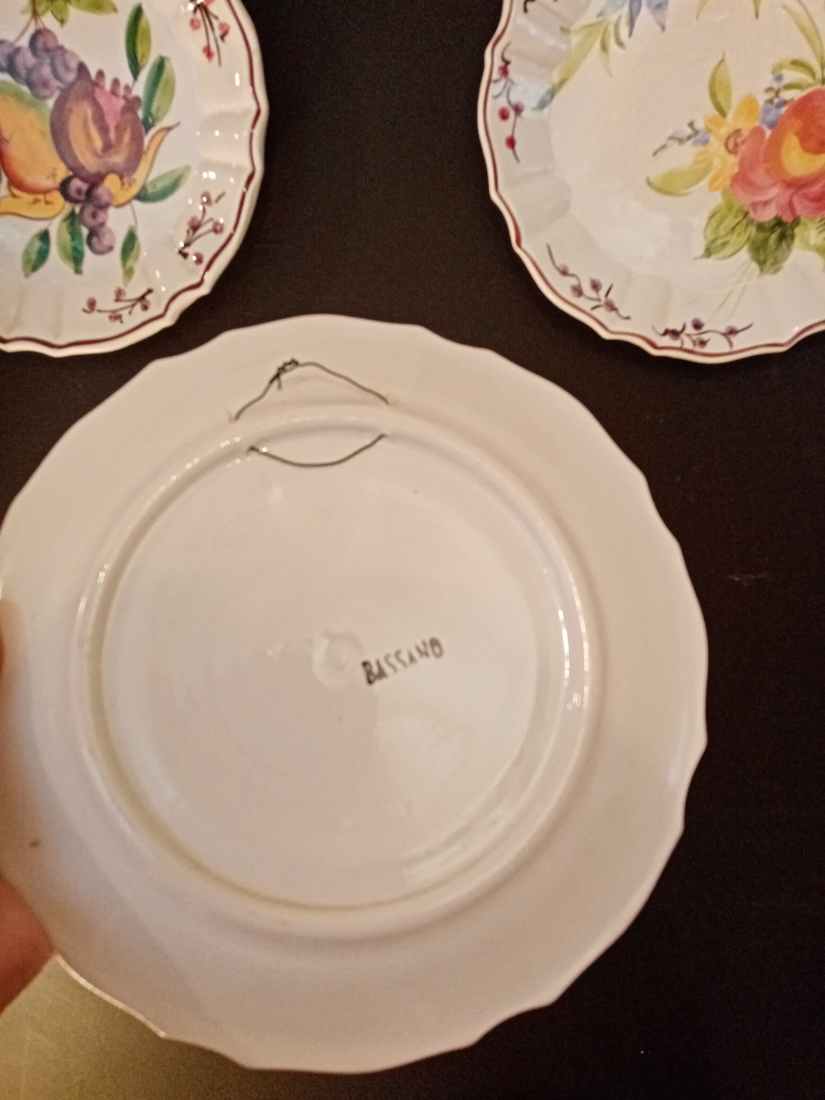 Set of 3 old plates Provencal style floral motifs
