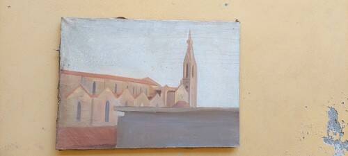 Oil painting on canvas Florence view of Santa Maria Novella early 1900