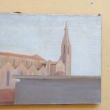 Oil painting on canvas Florence view of Santa Maria Novella early 1900