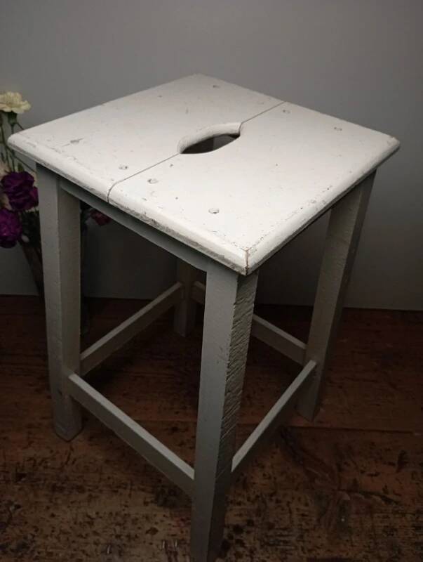 Vintage white wooden stool