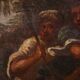 Peinture italienne antique du XVIIIe siècle, paysage avec scène pastorale