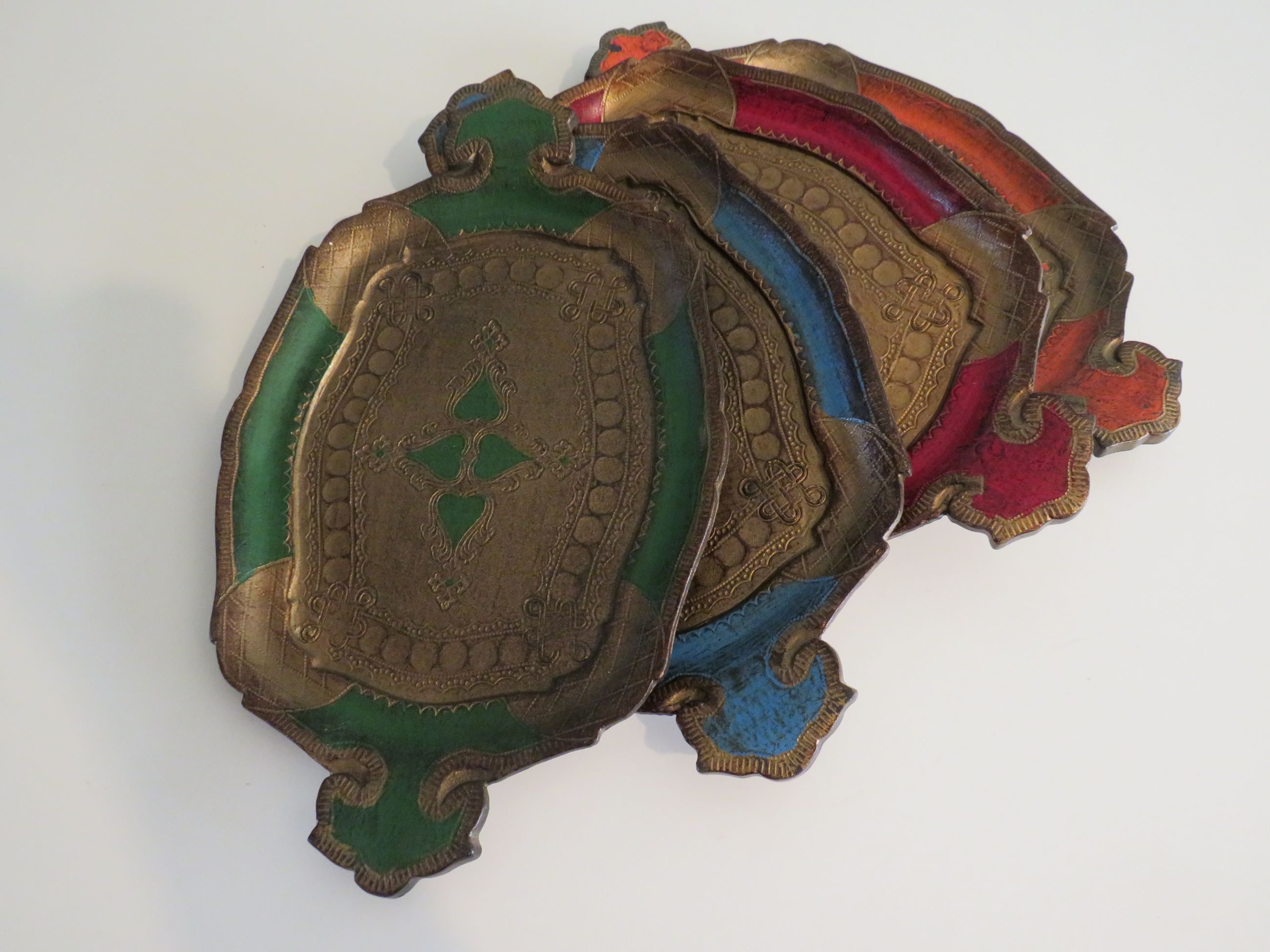 Set of 4 small Venetian trays, 1970 Italy