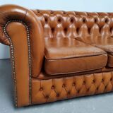 Light brown leather chesterfield sofa