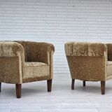 1960s, Danish vintage armchair, green furniture velour, ash wood legs.
