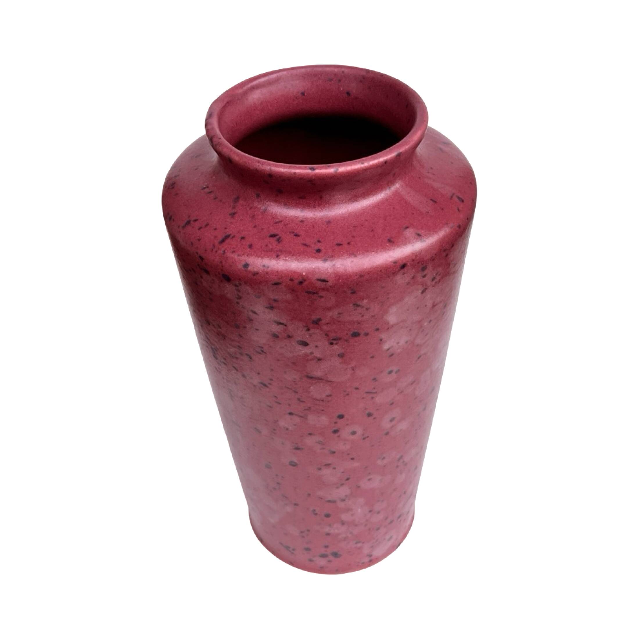 Burgundy ceramic vase MF Design, Germany 1980s.
