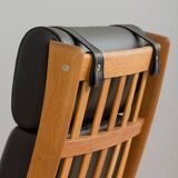 Hans Wegner GE 265 armchair  for Getama in Oak & Black Leather, Denmark