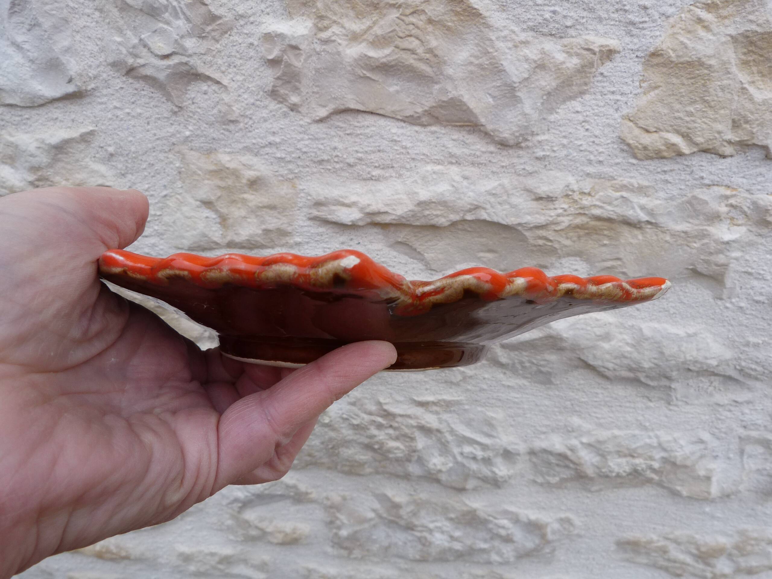 Vintage 1950 Vallauris flamed ceramic ashtray