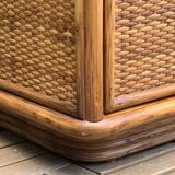 Oak rattan and woven wicker furniture 1980